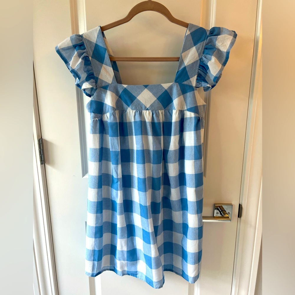 Blue and white dress